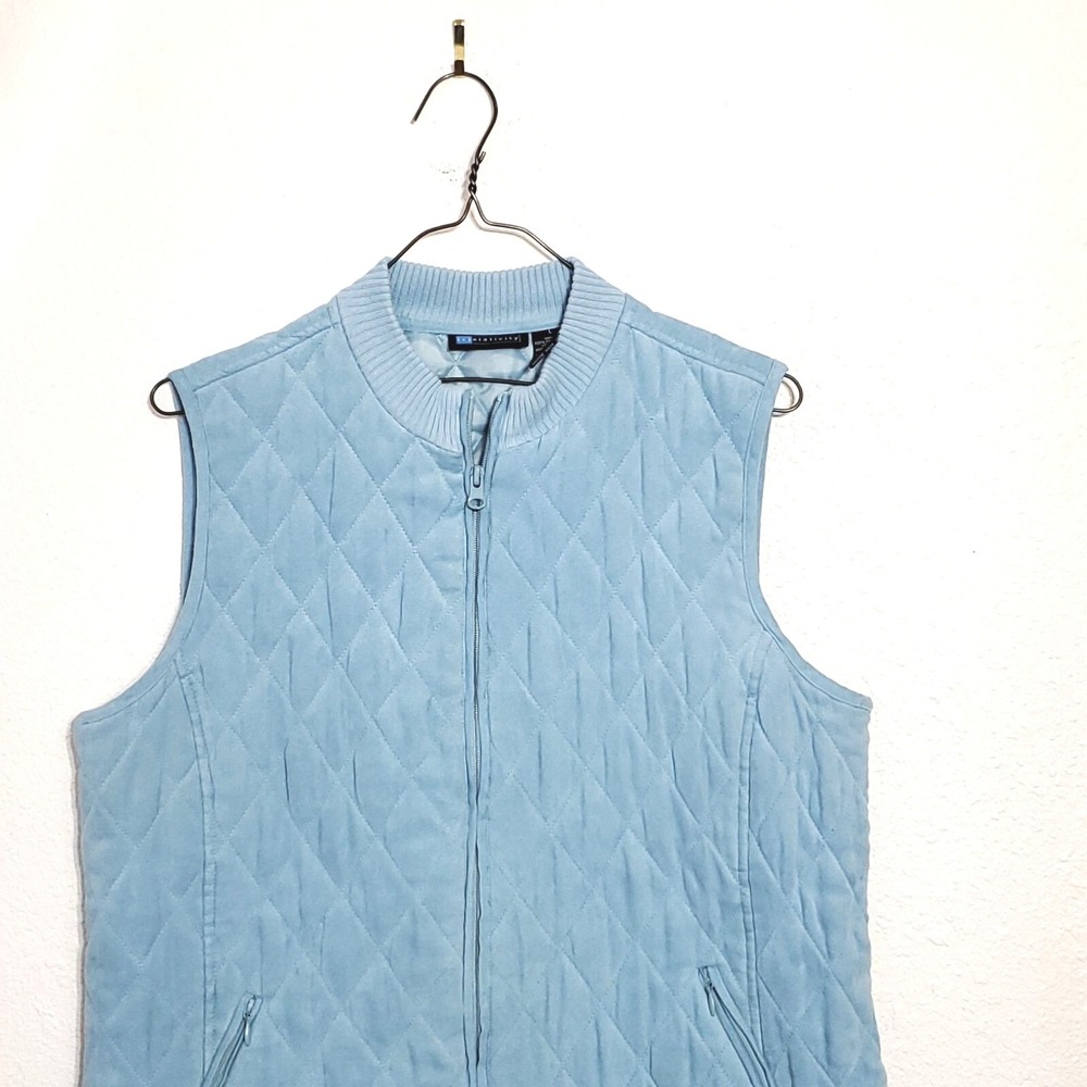 Relativity Womens Small Quilted Puffer Vest Sky Blue Full zip sleeveless - Picture 3 of 8